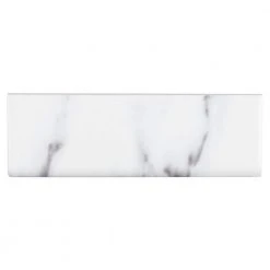 Carrara Inkjet White 2 in. x 6 in. Matte Ceramic Wall Single Bullnose Tile by Jeffrey Court