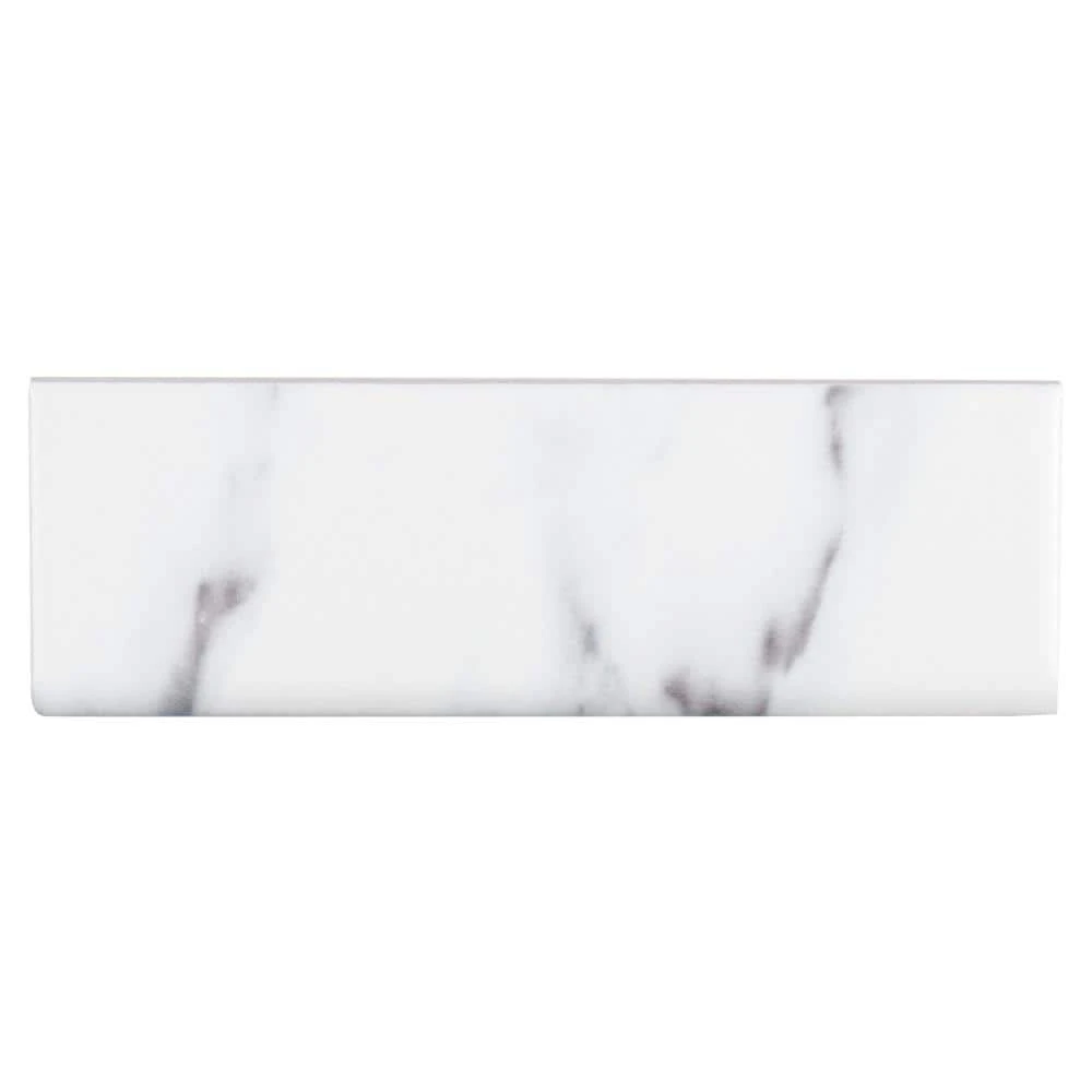 Carrara Inkjet White 2 in. x 6 in. Matte Ceramic Wall Single Bullnose Tile by Jeffrey Court 3 Carrara Inkjet White 2 in. x 6 in. Matte Ceramic Wall Single Bullnose Tile by Jeffrey Court