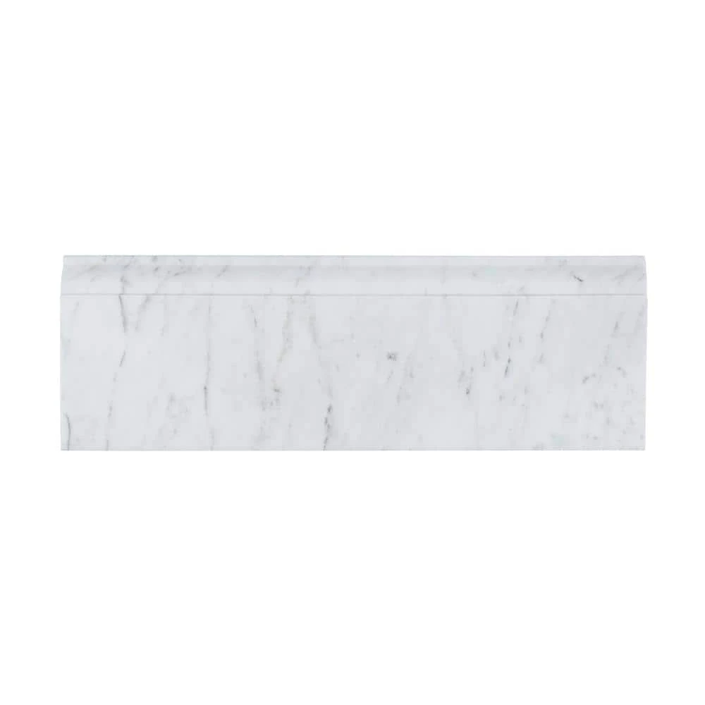 Italian White Carrara White 4 in. x 12 in. Honed Marble Wall Base Tile (1 Linear Foot) by Jeffrey Court 3 Italian White Carrara White 4 in. x 12 in. Honed Marble Wall Base Tile (1 Linear Foot) by Jeffrey Court