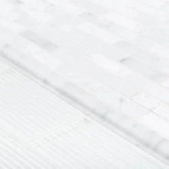 Carrara White 0.75 in. x 12 in. Honed Marble Wall Pencil Tile (1 Linear Foot) by Jeffrey Court 11 Carrara White 0.75 in. x 12 in. Honed Marble Wall Pencil Tile (1 Linear Foot) by Jeffrey Court -Tile Elegant Shop white jeffrey court tile trim 98991 31 1000