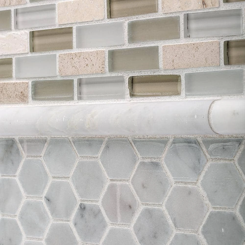 Carrara White .75 in. x 12 in. Honed Marble Wall Pencil Tile (1 Linear Foot) by Jeffrey Court 4 Carrara White .75 in. x 12 in. Honed Marble Wall Pencil Tile (1 Linear Foot) by Jeffrey Court - Image 2