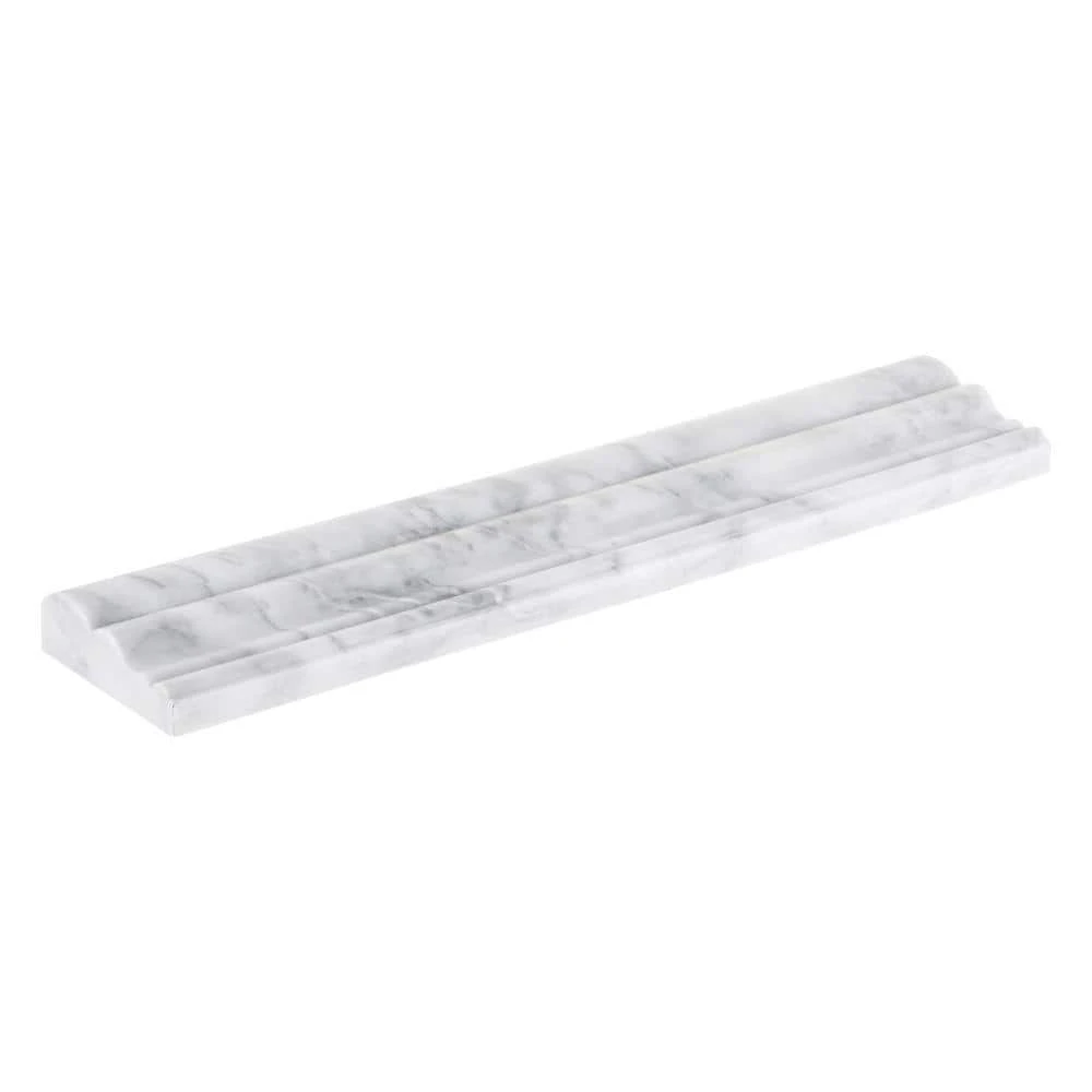 Carrara White 2.5 in. x 11.75 in. Honed Marble Wall Crown Tile by Jeffrey Court 6 Carrara White 2.5 in. x 11.75 in. Honed Marble Wall Crown Tile by Jeffrey Court - Image 4