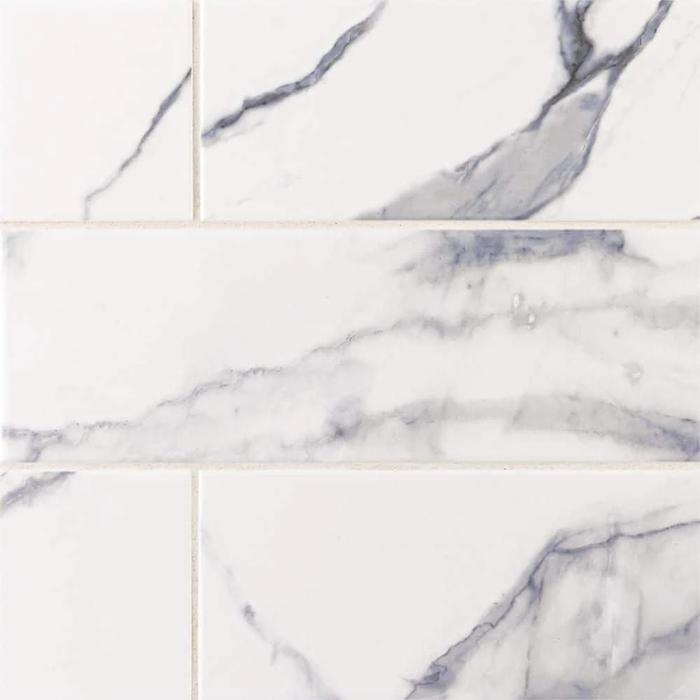 Glossy Ocean Carrara White 4 in. x 12 in. Subway Gloss Ceramic Wall Tile (9.687 sq. ft./Case) by Jeffrey Court 3 Glossy Ocean Carrara White 4 in. x 12 in. Subway Gloss Ceramic Wall Tile (9.687 sq. ft./Case) by Jeffrey Court