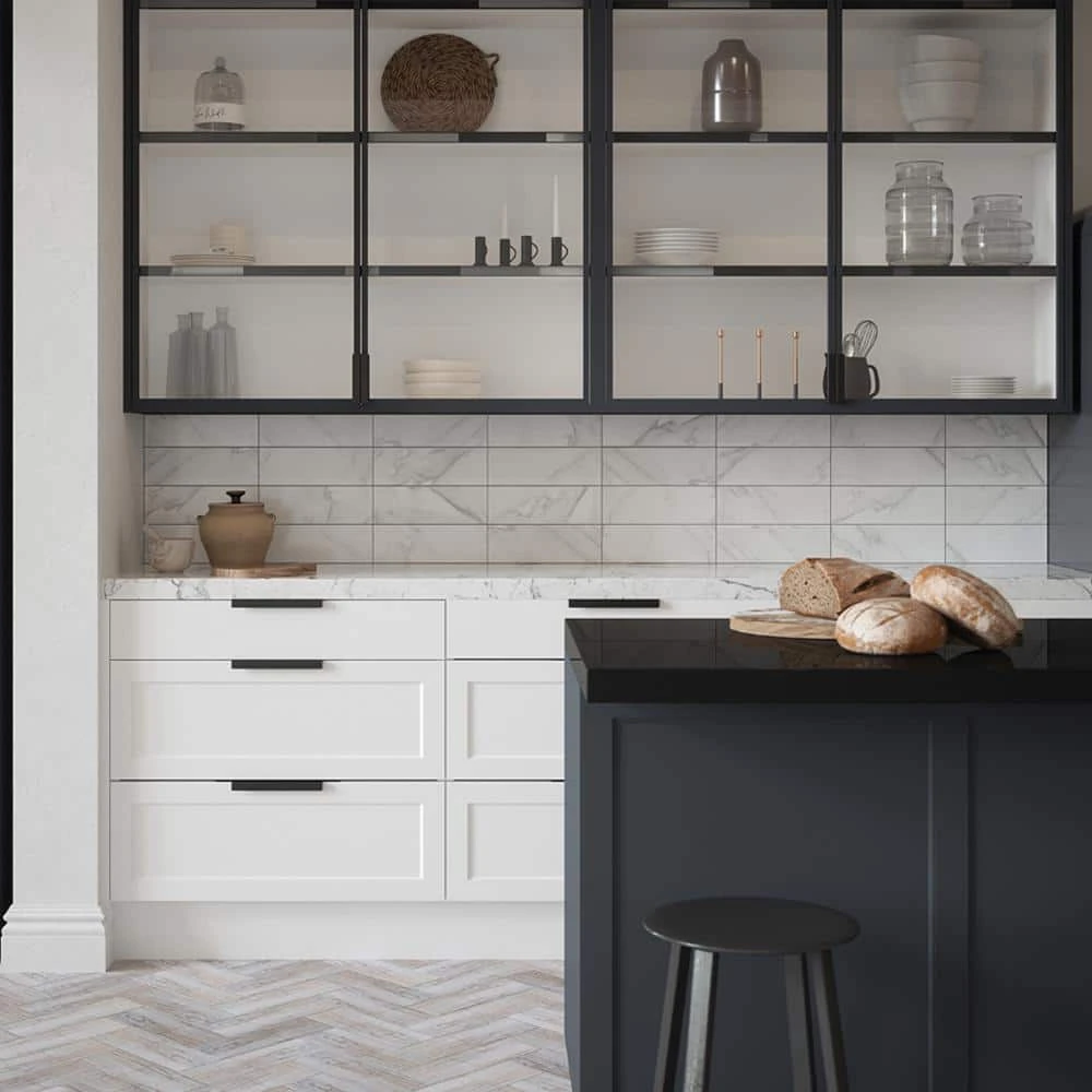 Glossy Ocean Carrara White 4 in. x 12 in. Subway Gloss Ceramic Wall Tile (9.687 sq. ft./Case) by Jeffrey Court 4 Glossy Ocean Carrara White 4 in. x 12 in. Subway Gloss Ceramic Wall Tile (9.687 sq. ft./Case) by Jeffrey Court - Image 2