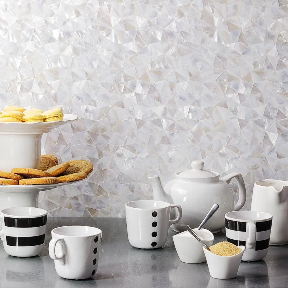 Lokahi White Troika 12.08 in. x 12.08 in. x 2 mm Pearl Shell Mosaic Tile by Ivy Hill Tile 4 Lokahi White Troika 12.08 in. x 12.08 in. x 2 mm Pearl Shell Mosaic Tile by Ivy Hill Tile - Image 2