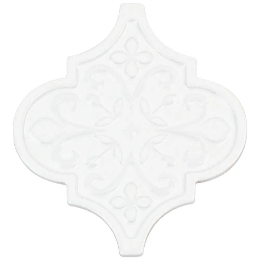 Vintage Florid Lantern White 6-1/4 in. x 7-1/4 in. Ceramic Wall Tile (30-Pieces 4.8 sq. ft. / Box) by Ivy Hill Tile 6 Vintage Florid Lantern White 6-1/4 in. x 7-1/4 in. Ceramic Wall Tile (30-Pieces 4.8 sq. ft. / Box) by Ivy Hill Tile - Image 4